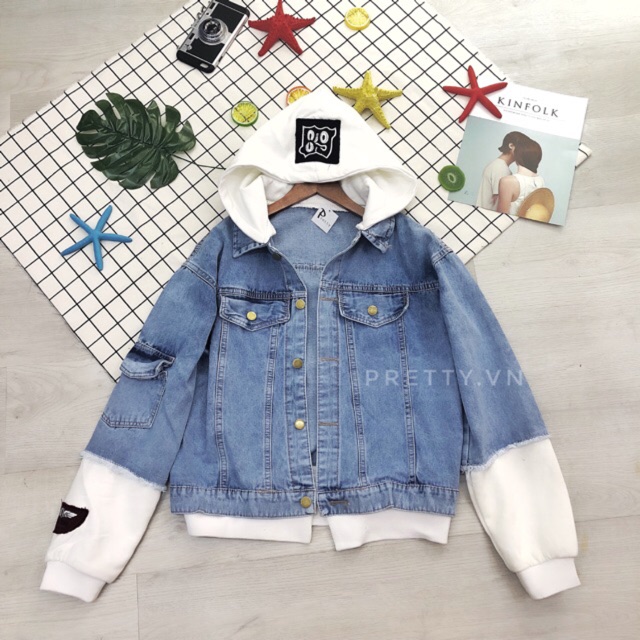 ÁO KHOÁC JEAN NÓN NỈ TRẮNG | BigBuy360 - bigbuy360.vn