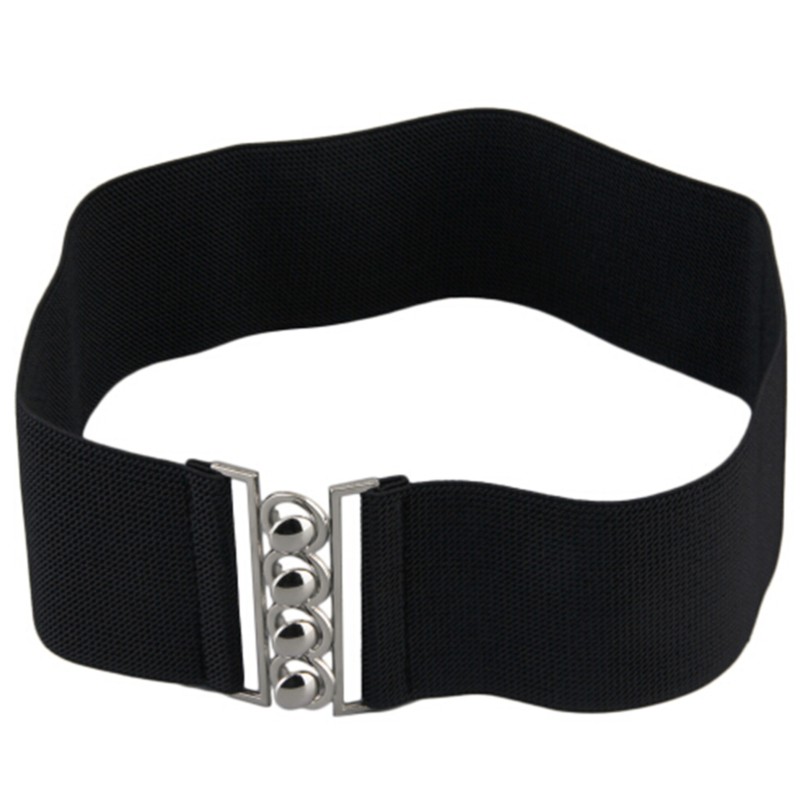 Women's Vintage Metal Elastic Stretch Buckle Wide Waist Belt Waistband