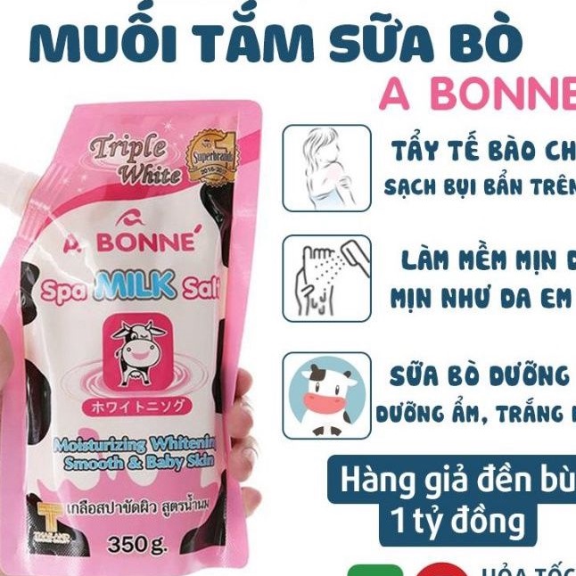 (HÀNG CÔNG TY CÓ TEM NHẬP KHẨU)MUỐI TẮM SỮA BÒ TẨY TẾ BÀO CHẾT A BONNE SPA MILK SALT CÓ VÒI 350G