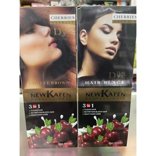 Dầu Gội Nhuộm Đen Nâu Phủ Bạc Tóc NEW KAFEN Cherries 500ml