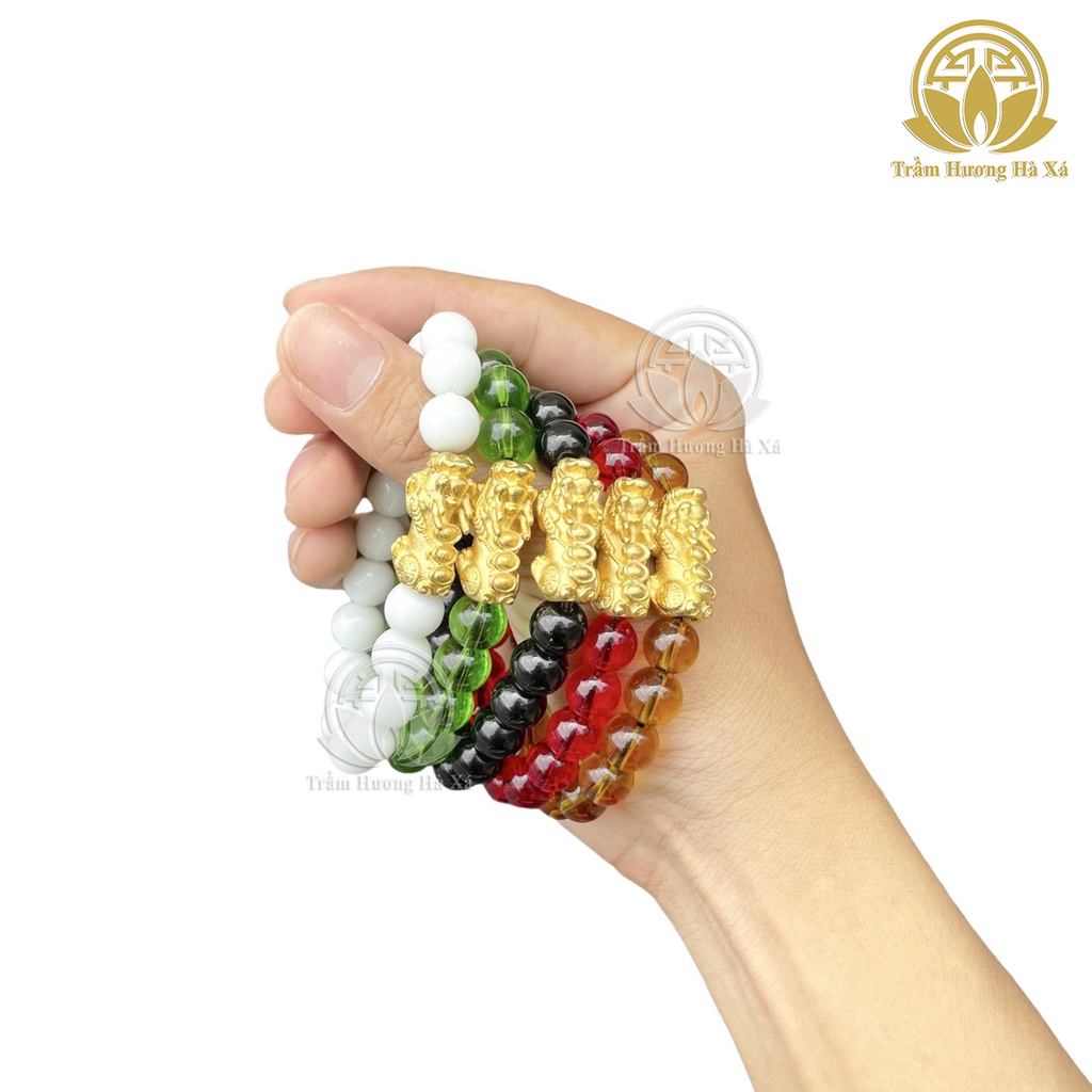 Vòng tay đá phong thủy mix tỳ hưu HÀ XÁ đeo tay cặp đôi nam nữ mệnh kim mộc thủy hỏa thổ may mắn bình an tài lộc