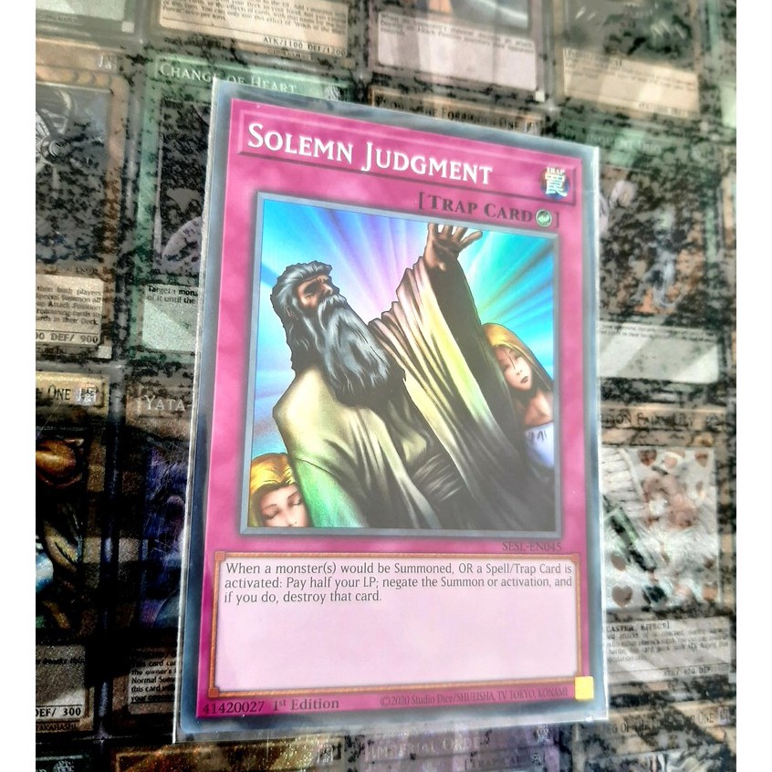 [ ĐỖ LẠC SHOP ] THẺ BÀI YUGIOH TRAP - Solemn Judgment - SESL-EN045 - Super Rare 1st Edition