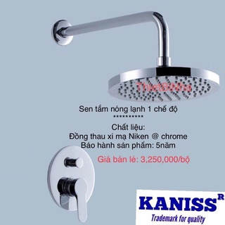 Vòi Sen Tắm Nóng Lạnh Âm Tường 1 chế độ KANISS, bảo hành chính hãng 05 năm