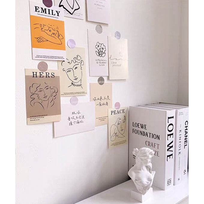 Set 30 Postcard dán tường decor ảnh trang trí phong cách Retro trừu tượng August Decor