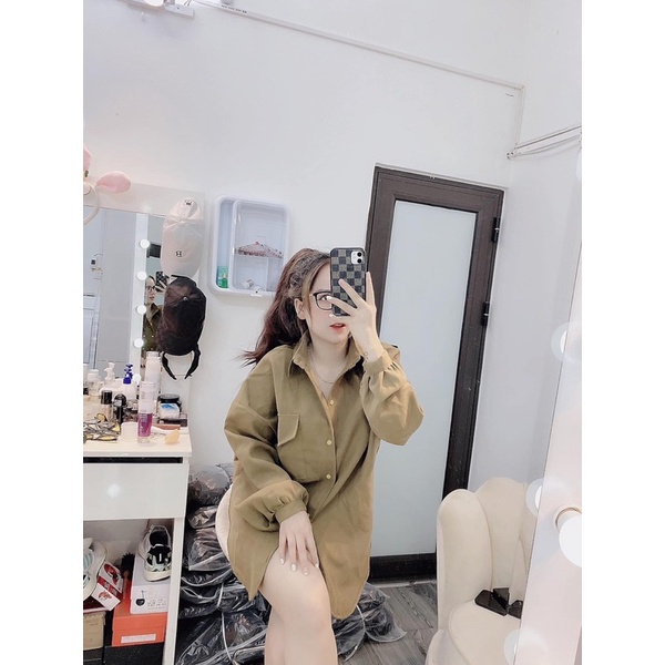 [GIÁ HUỶ DIỆT] Áo Sơ Mi Nắp Túi Dáng Thụng Unisex - Áo Sơ Mi Tay Dài Hot Trend 2022 (có ảnh thật)
