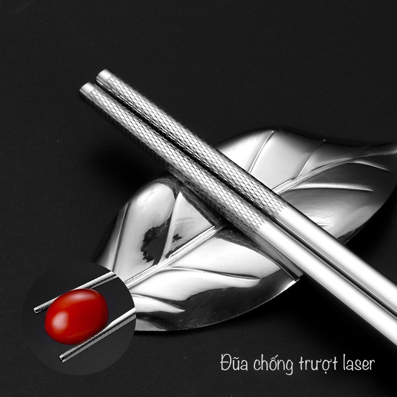 Bộ 10 đôi đũa inox 304 chống trơn trượt hoa văn đẹp cao cấp,sang trọng, tính tế