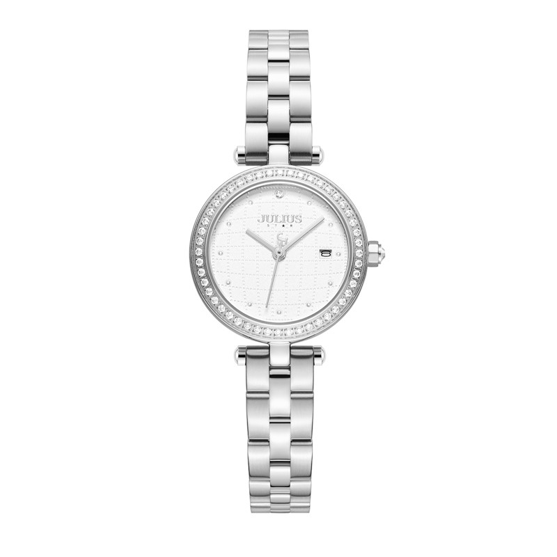 Đồng hồ nữ Julius Star JS-049 dây thép viền đánh đá sang chảnh