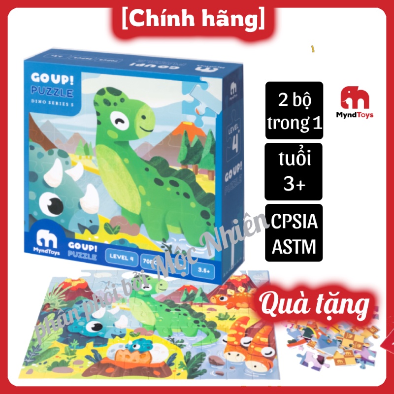 Đồ Chơi Xếp Hình MyndToys Go Up! Puzzle Level 4 - Dino Series S Dành Cho Bé Trên 4 Tuổi