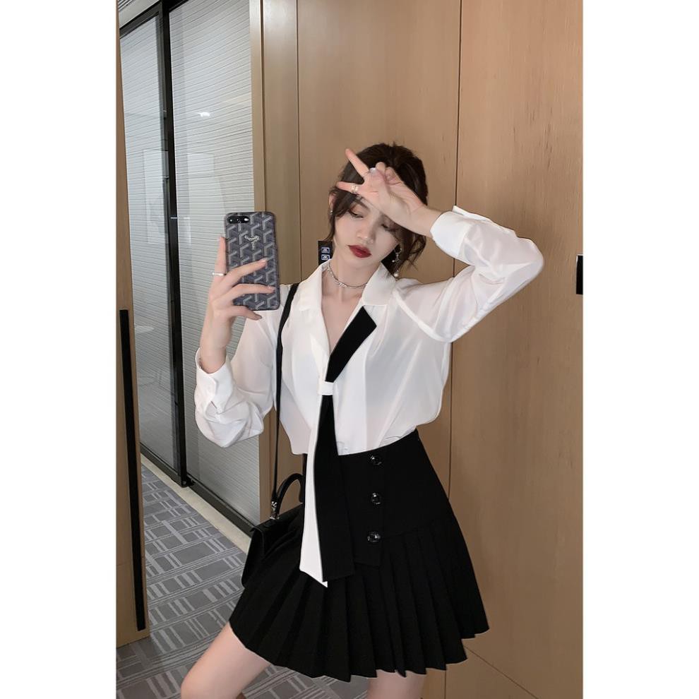 Sơ mi trắng vạt Pháp- Tikbook Store- Order nhắn shop