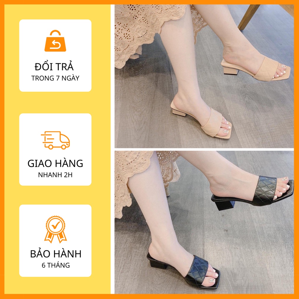 [khuyến Mãi Sốc] Guốc cao gót, Dép cao gót nữ 3p đế vuông quai ngang sang trọng mã G4