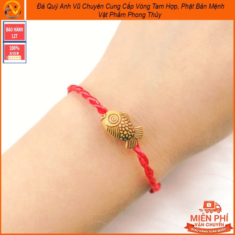 Vòng tết chỉ đỏ - Vòng tay chỉ đỏ mix hình con cá - May mắn tài lộc - Bảo hành 12 tháng