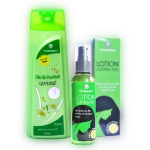 [Freeship] Combo chống rụng tóc và kích thích mọc tóc Dầu gội hoa bưởi 2in1 400ml và Lotion dưỡng tóc 150ml Thorakao