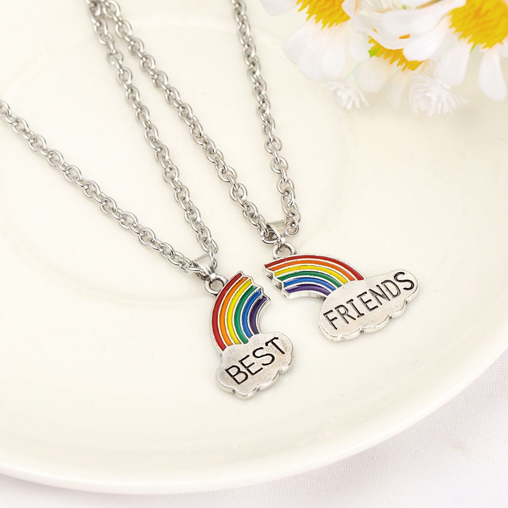 CLEVER Fashionable Rainbow Face Friendship Necklace For Cute Couple/Sisters