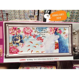 TRANH ĐÍNH ĐÁ Vợ Chồng Công Mẫu Đơn ABC Lavender LV113