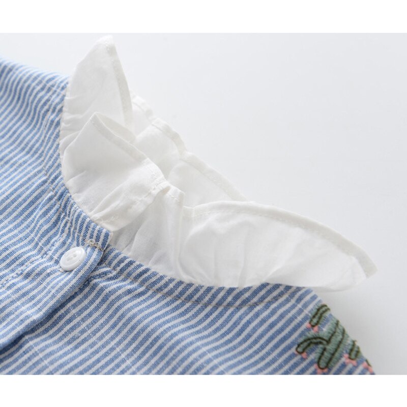 Đầm Công Chúa Mùa Xuân Thêu Hoa Viền Sọc Cho Bé Gái 2021