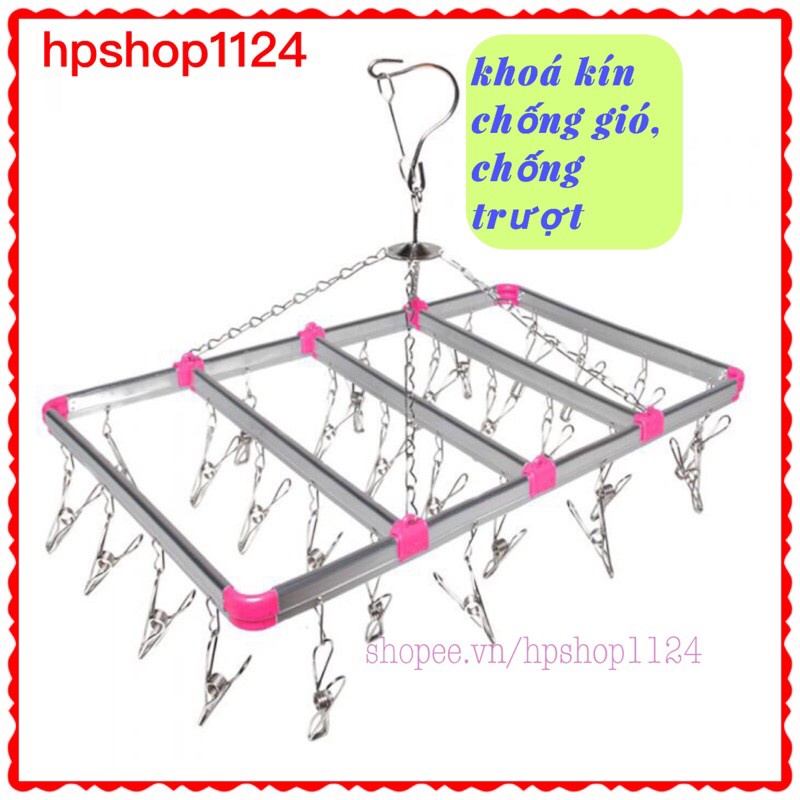 Móc chùm - móc dù phơi quần áo lót, tất vớ hình chữ nhật 24 28 kẹp loại đẹp