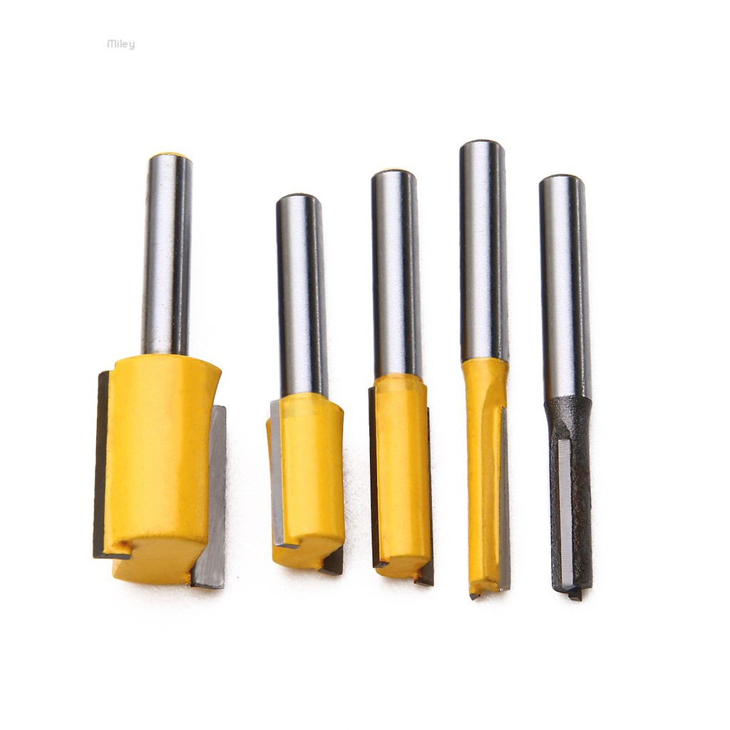 Bộ 5 Mũi Phay Router Thẳng & Thân Thẳng 1 / 4 "Cắt Chế Biến Gỗ