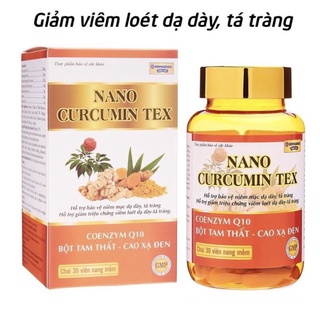 Nano curcumin Tex - viên uống giảm viêm loét dạ dày tá tràng Nano Curcumin gold tam thất xạ đen -lọ 30 viên
