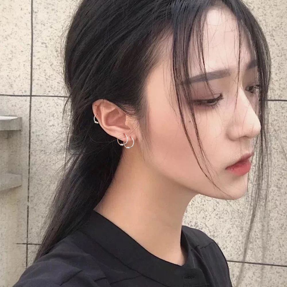 Bông tai tròn S925 unisex cá tính