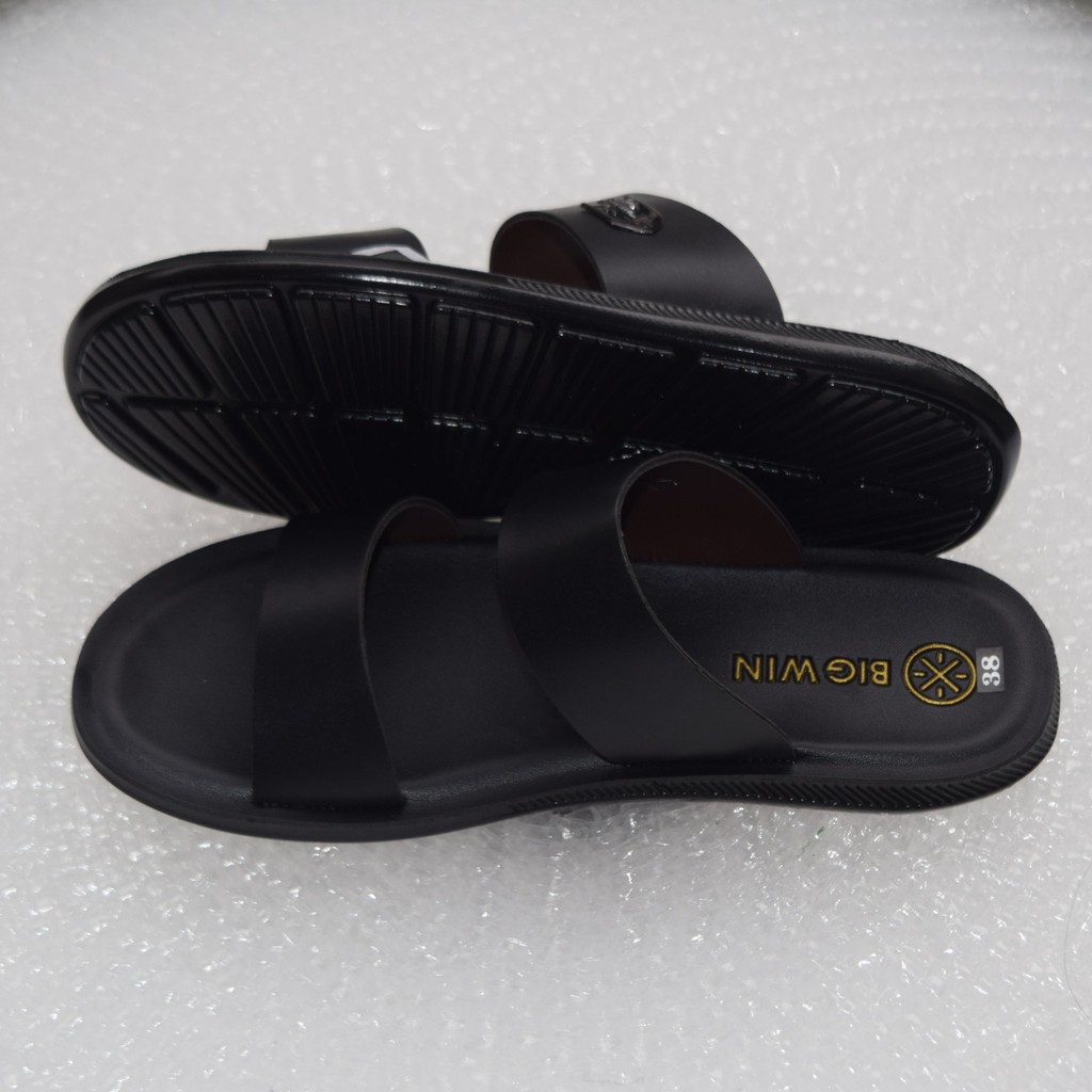 Dép Da Nam 2 Qua Ngang, Đế PU Êm, Mềm, Nhẹ Siêu Bền Chống Nước