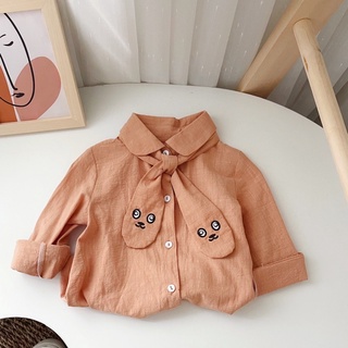 ÁO SƠ MI KÈM NƠ THÊU MẮT CUTE CHO BÉ GÁI (SP001764 )