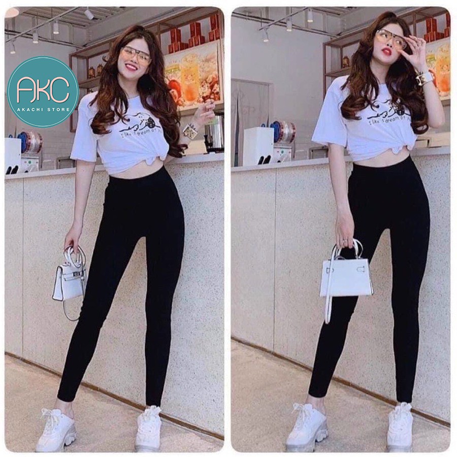 Quần Legging dài cotton thái Nâng Mông Cạp Cao Siêu Hot Siêu Co Giãn AKACHI – LG02 | BigBuy360 - bigbuy360.vn