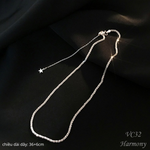 Dây chuyền chocker bạc 925 nữ sợi trơn xù lấp lánh Sparkling Choker độc đáo, xinh xẻo | HARMONY ACCESSORIES VC32