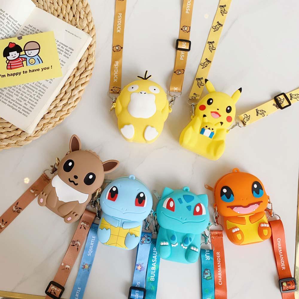 Túi Đeo Vai Đựng Tiền Xu Bằng Silicon Hình Pokemon Go Dễ Thương Cho Bé