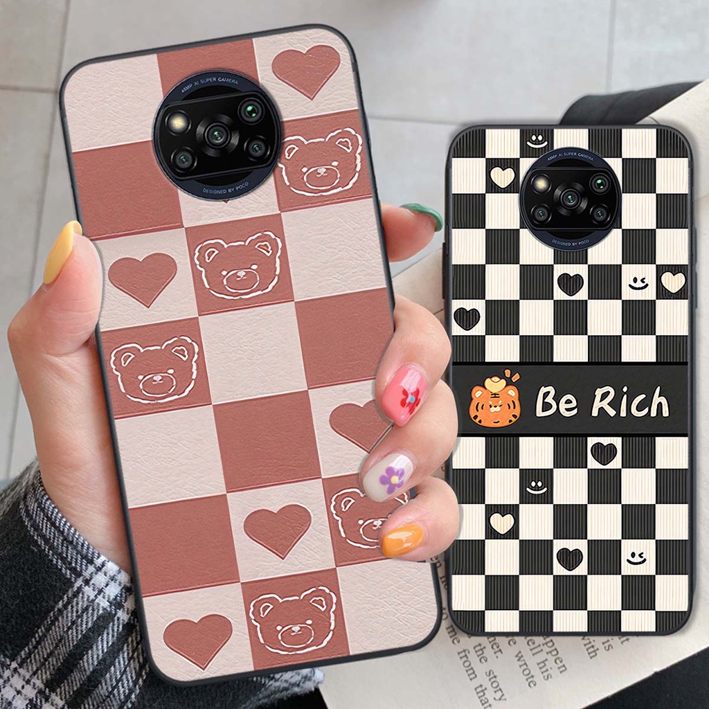 Ốp Xiaomi Poco X3 / Poco X3 Pro gấu Bear rick caro vuông thời trang siêu đẹp