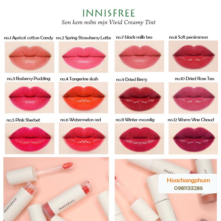 🌻 🌻 Son kem mềm mịn Vivid Creamy Tint - Sản phẩm của INNISFREE 🌻 🌻