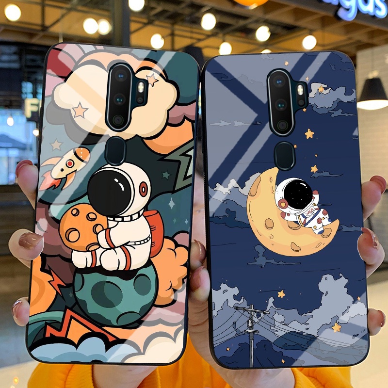Ốp Lưng OPPO A5 2020, A9 2020 Ốp kính bóng cao cấp Phi Hành Gia