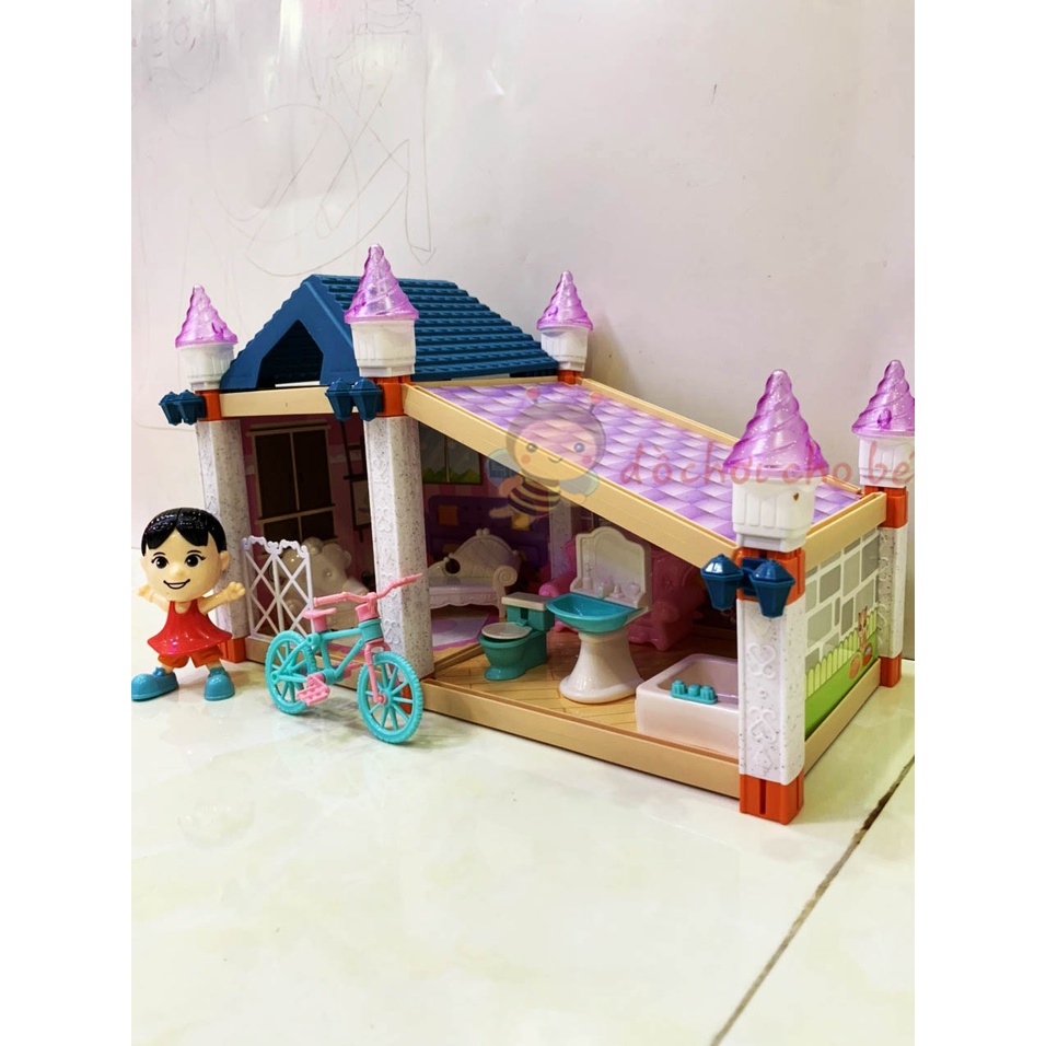 Đồ Chơi Lắp Ráp Ngôi Nhà Búp Bê - chibi có nhạc đèn búp bê rất dễ Thương cho bé gái tặng kèm pin