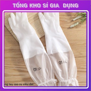 Combo 3 đôi găng tay cao su con hươu lót nỉ siêu dai, có dây chun chống tuột