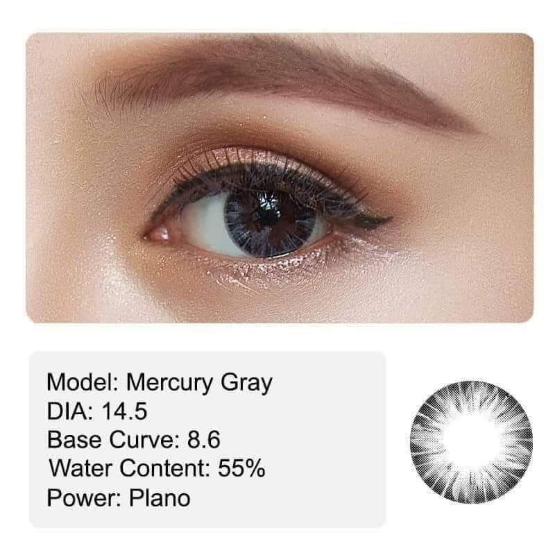 Lens nâu và lens xám giãn tròng Mercury thương hiệu Angel Eyes chất liệu Silicone Hydrogel đường kính 14.5 không có độ