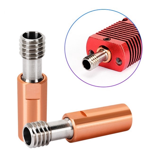 Ống nối bi metal E3D V6, CR10 bằng đồng nguyên chất kết hợp lõi titan phiên bản đặc biệt cho Máy In 3D