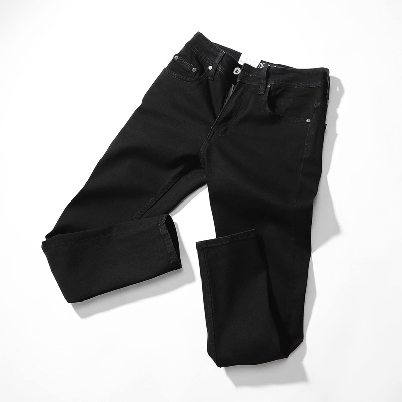 Quần jean nam đen Gấu 194 trơn & rách vải jeans bò cotton duck cao cấp mềm mịn, co dãn - form slim fit CAO CẤP