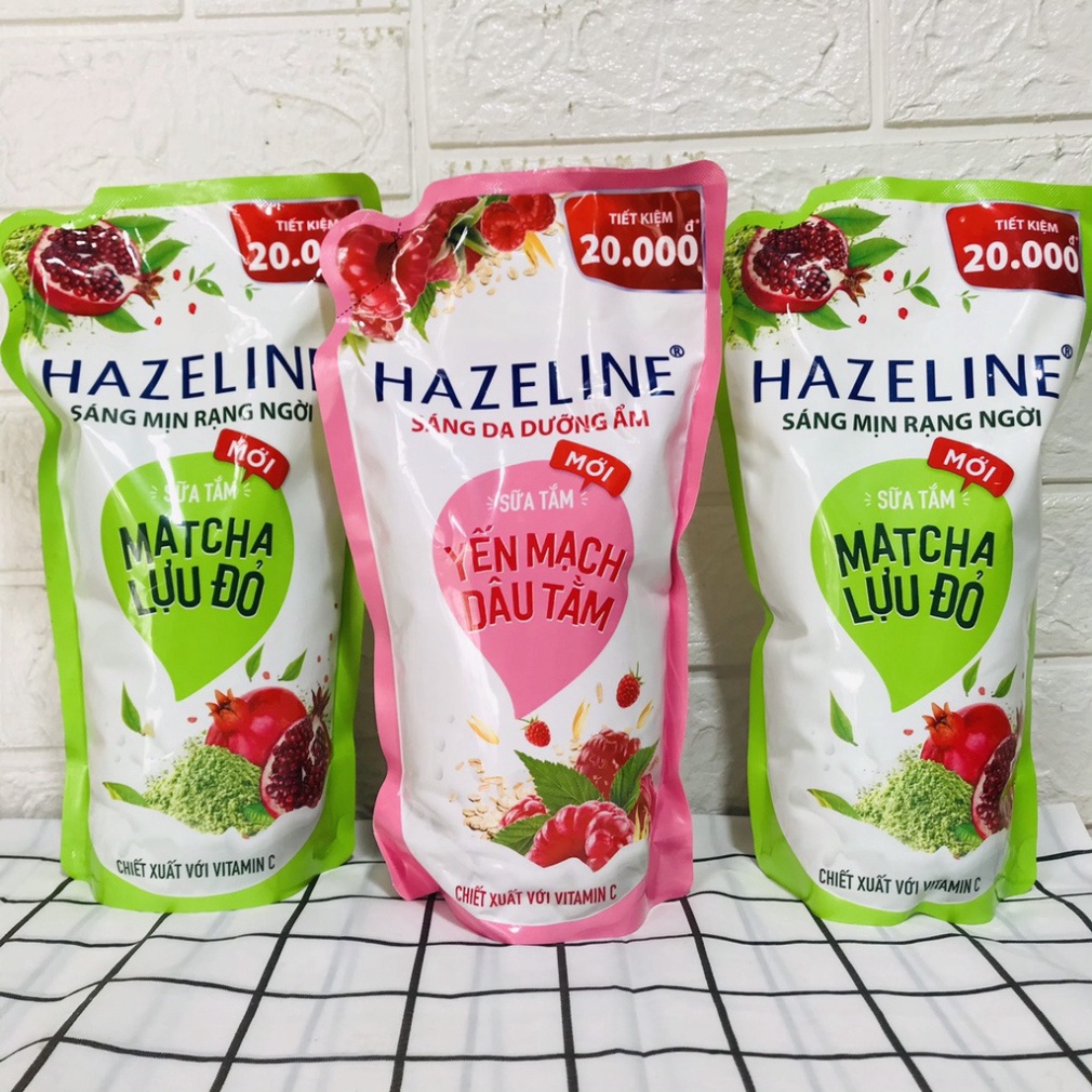 Sữa tắm dưỡng da Hazeline sáng da Matcha lựu đỏ túi 1kg