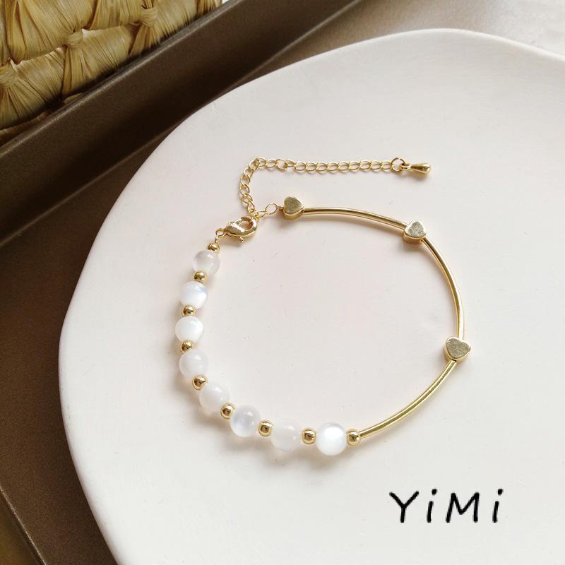 [mo] Vòng Đeo Tay Kết Cấu Đơn Giản Bằng Kim Loại Không Đối Xứng Thời Trang Cho Nữ