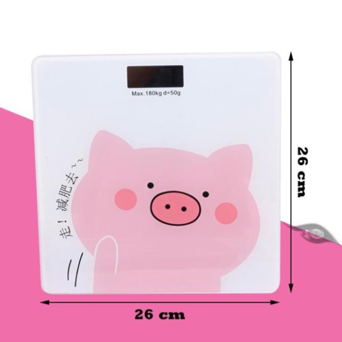 Cân điện tử trọng tải lên tới 180kg họa tiết con lợn màu hồng dễ thương