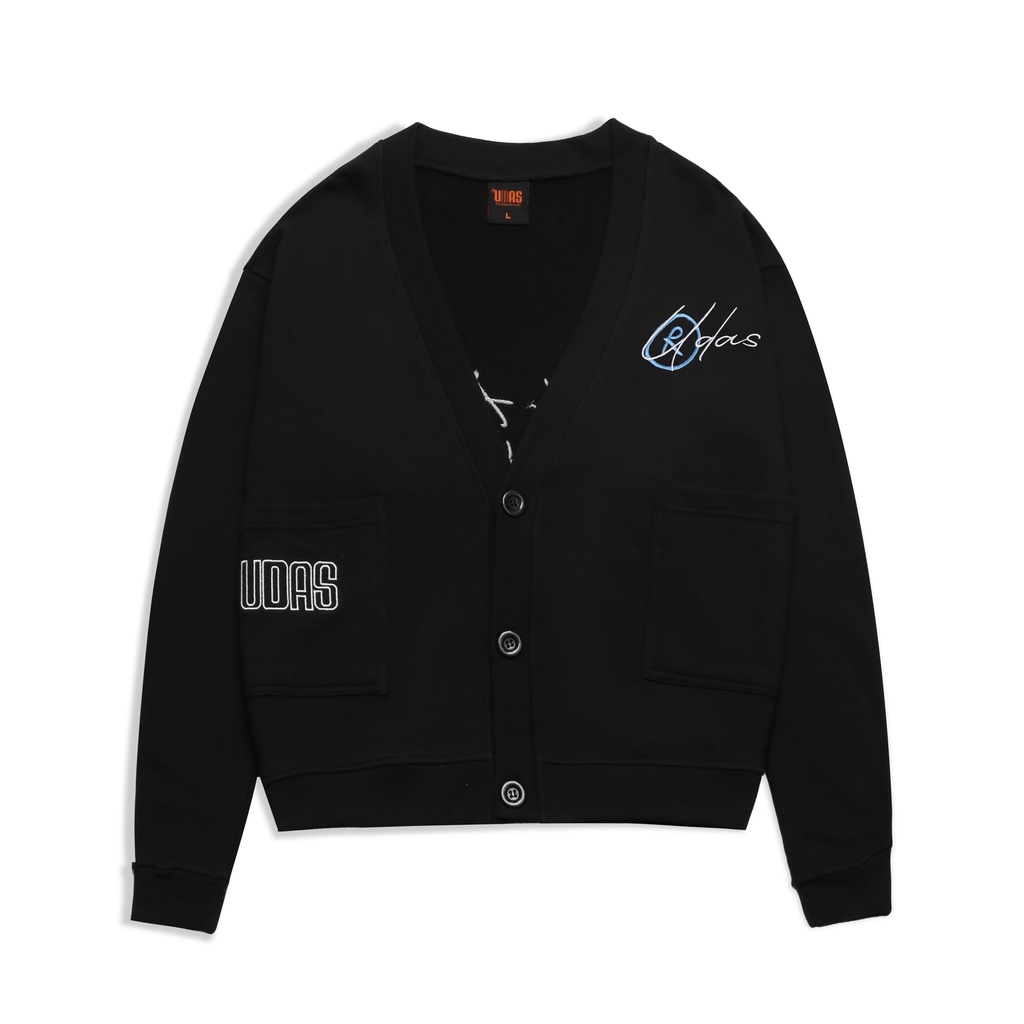Áo khoác Cardigan chân cua UDAS unisex dành cho nam và nữ form rộng BASIC - Đen