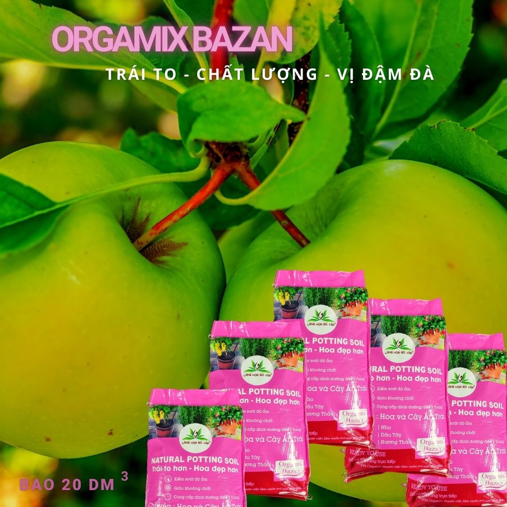 Đất sạch Orgamix Bazan 20dm3 - chuyên trồng hoa và cây ăn trái