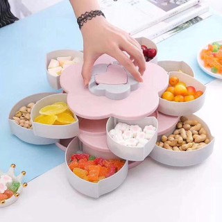 Khay Đựng Mứt Tết Xòe Cánh Hoa Sen 2 Tầng Cao Cấp