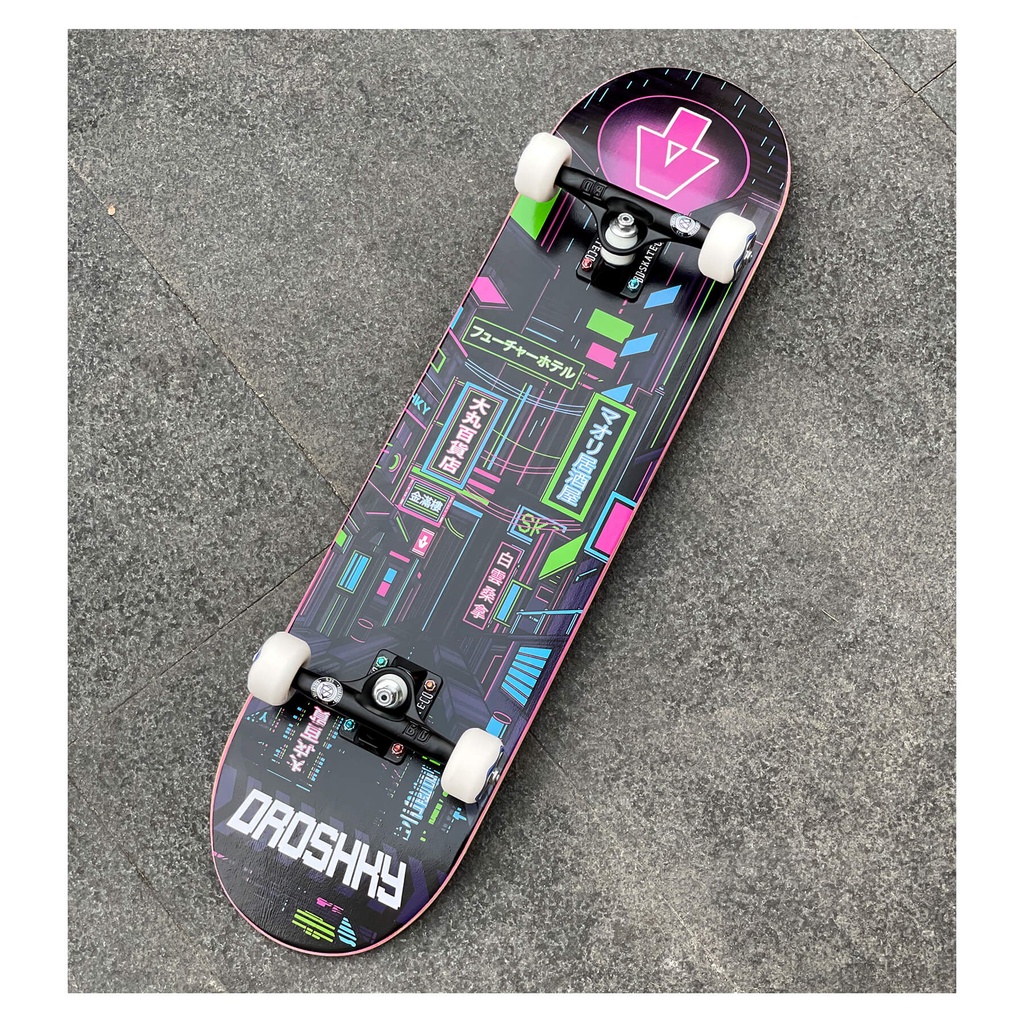 Ván Trượt Skateboard DROSHKY CYBERPUNK CITY STREET SCENE CUSTOM COMPLETE 8.0