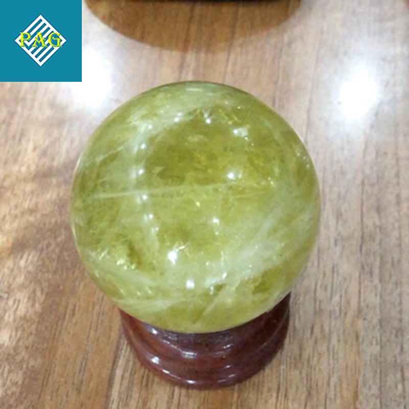 Quả Cầu Phong Thủy Đá Thach Anh VàngTự Nhiên - Trang Trí Bàn Làm Việc, Phòng Khách Size 7-10cm