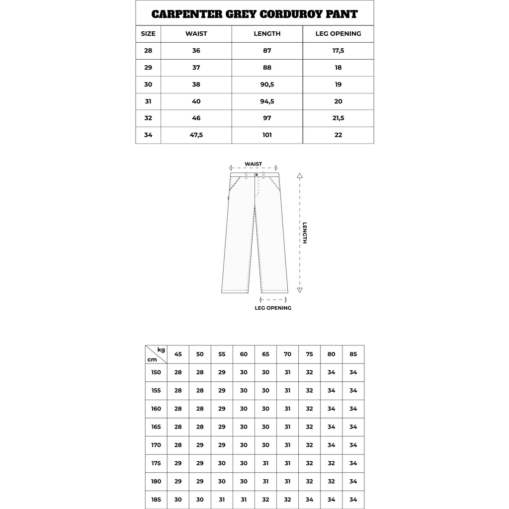 Quần Nhung Tăm Xám Ống Suông Nam Nữ - EMAS Carpenter Pant/Grey