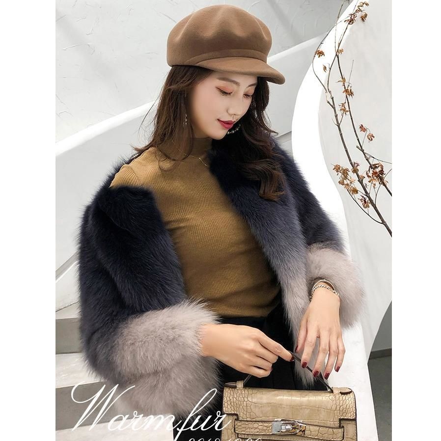 Áo lông giả lông cáo ombre màu