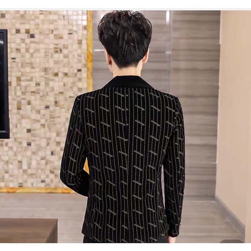 Áo vest nam chấm sọc in kèm chữ