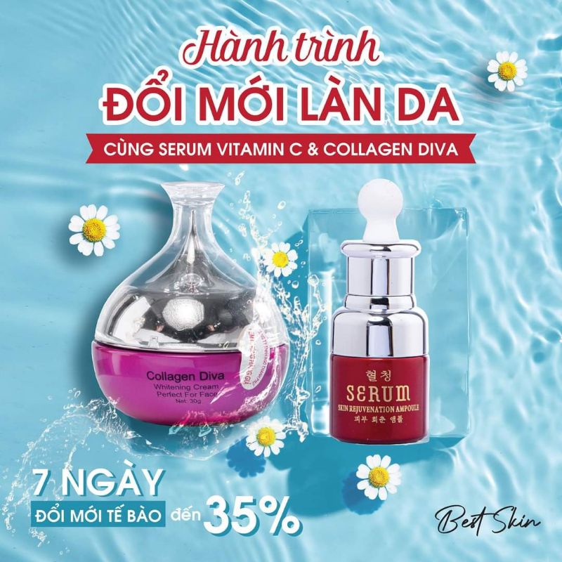 BỘ ĐÔI “HỘ MỆNH” CHO LÀN DA SẠM NÁM NGÀY NẮNG_Kem dưỡng Collagen Diva x Serum VitC