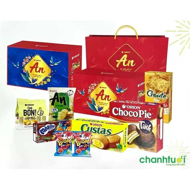 Thùng 4 Hộp Quà Tết Orion An 2022 loại lớn 976,7g (Kèm túi xách giấy) | BigBuy360 - bigbuy360.vn