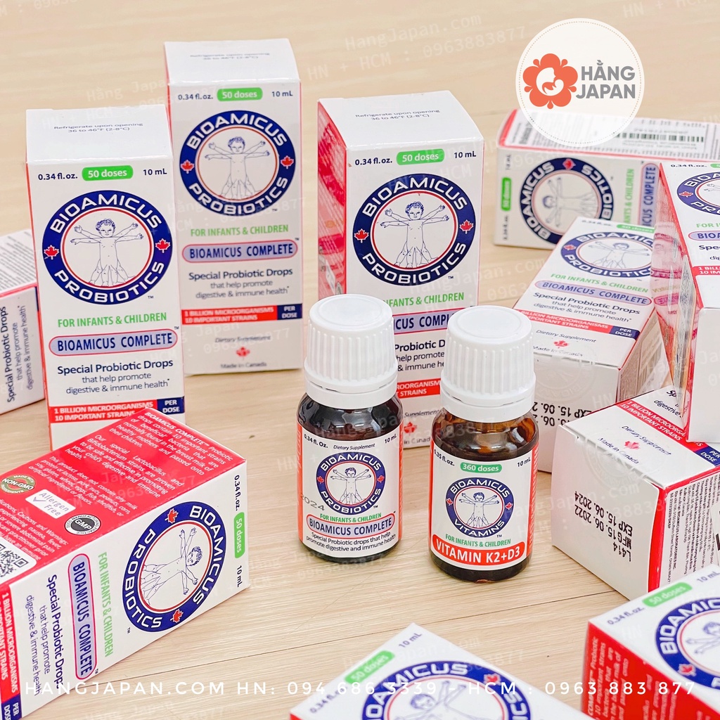 Men vi sinh 10 chủng BioAmicus Complete & Vitamin K2+D3 10 ml cho bé
